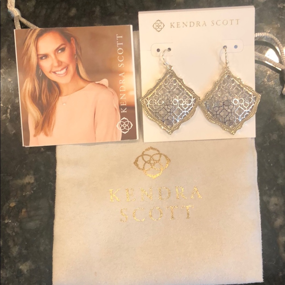 Kirsten Gold Drop Earrings In Silver Filigree Mix